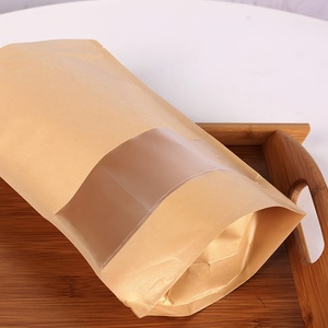 Sachet Doypack en papier kraft brun refermable avec fermeture éclair, thermoscellable, pour aliments, avec fenêtre mate - Product Image 3