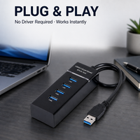 USB 3.0 Hub 4 Port SuperSpeed ​​5 Gbps USB Splitter Kabel Bawaan Ekspander Port USB Portabel untuk Laptop PC Komputer Desktop