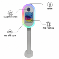 Kiosque photo portable ovale pour DSLR et iPad avec support d'appareil photo, compatible iPad 10.9, 11, 12.9 pouces pour location événementielle et mariages