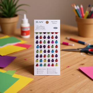 Adesivi Ilan Glitter Ladybug 10x13mm multicolori 48 pezzi per lavori artigianali - Product Image 2