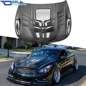 For 2008-2013 Infiniti G37 Coupe Carbon Fiber <b>Clear</b> Engine Glass Window Vented Hood Bonnet For Skyline 370GT CKV36 - Product Image 1