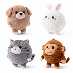 Jouets en peluche ronds personnalisés pour chats, singes, lapins - Jouets en peluche d'animaux dodus personnalisés - Product Image 2