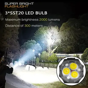 XHP35 Multifunktionales Led-Starkes Licht Aluminiumlegierung 2000 Lumen Taschenlampe Mini wiederaufladbare Taschenlampe