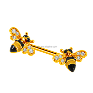 14G baja bedah perhiasan wanita elegan batu CZ kepingan salju puting barbel tindik - Product Image 4