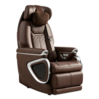 Siège d'aviation en cuir Nappa marron foncé avec table pliante, réglage électrique, chauffage, ventilation et massage pour la rénovation intérieure de MPV