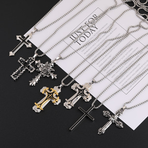 Collier Croix en Acier Inoxydable Unisexe, Pendentif DIY, Accessoire de Bijouterie, Style Hip Hop, Simple, Polyvalent, Tendance, Marque Privée - Product Image 4