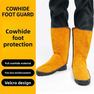 Protège-pieds <span class=keywords><strong>de</strong></span> <span class=keywords><strong>soudeur</strong></span> auto-adhésif en cuir <span class=keywords><strong>de</strong></span> vachette, résistant à l'usure, isolant thermique et anti-éclaboussures <span class=keywords><strong>de</strong></span> feu - Product Image 3
