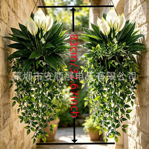 ต้นลิลลี่ประดิษฐ์แบบแขวนสำหรับตกแต่งบ้านและนอกบ้าน ต้นไม้ปลอมสีเขียว - Product Image 3