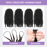 Extensions de cheveux humains au crochet style bohème, bouclés, sans nœuds, type Yaki, pour tresses, boucles birmanes, effet plumes, qualité usine