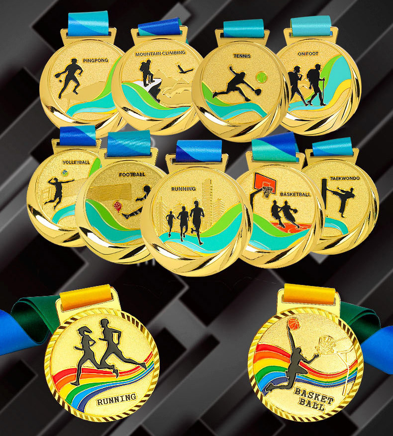 Hollow Colorful Ribbon Marathon Running Medal Zinc Alloy Custom Logo