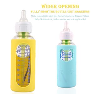 Paquete de 4 fundas de silicona para biberones de vidrio estrechos <span class=keywords><strong>Dr</strong></span>. <span class=keywords><strong>Brown</strong></span>'s Natural, antirotura, sin BPA (blanco+azul+verde+amarillo) - Product Image 4