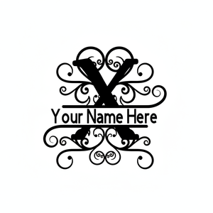 Autocollant mural personnalisé avec monogramme lettre X, décoratif, personnalisable, noir/blanc, 12x12/24 pouces - Product Image 1