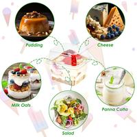 IMEE 250ml Bécher carré transparent en plastique, petit gobelet à dessert pour mousse, gâteau, crème brûlée, pudding, lait, couvercle en PP pour usage alimentaire