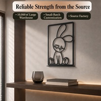 Décoration murale moderne en fer noir en forme de cœur de lapin, encadrée, découpée, à suspendre, pour salon, chambre, décoration intérieure, cadeaux