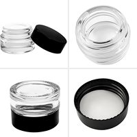Ensemble de pots en verre résistant aux UV de 5 ml avec couvercles noirs résistants aux enfants - Pots cosmétiques à fond rond pour baume à lèvres, cire et crèmes