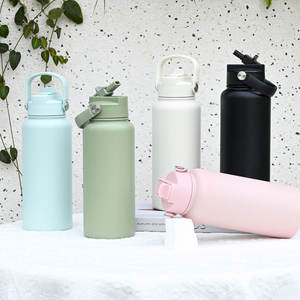 Botella de Agua Aislada de 32oz con Logotipo Personalizado OEM, Tapa con Popote Bloqueable, Tapa Deslizante Antipolvo, Botella Deportiva al Vacío - Product Image 6