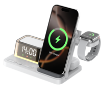Station de charge multifonctionnelle 5 en 1 avec affichage numérique LED et horloge pour iPhone, Samsung, iWatch, écouteurs et autres appareils