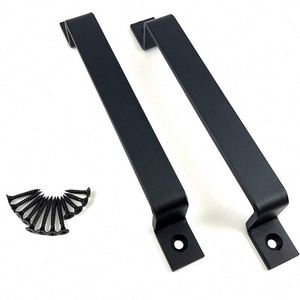 WEKIS <b>10</b>" <b>12</b>'' Matte Black Frosted Modern Barn Door Handle Pull Set Steel Hardware for Warehouse Workshop Apartment Sliding - Product Image 1