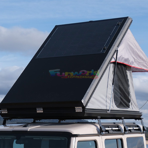 Triángulo Hard Shell Rooftop Tent Auto Outdoor Car Camping Tent 4 Personas Aluminio Hardshell Car Rooftop Tent con Panel Solar - Product Image 1