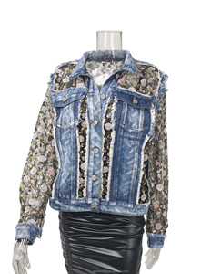 Giacca Vintage Y2K Streetwear da <span class=keywords><strong>donna</strong></span> in Denim lavato con pizzo <span class=keywords><strong>a</strong></span> <span class=keywords><strong>fiori</strong></span> dolci Prendas De Vestir da <span class=keywords><strong>donna</strong></span> - Product Image 5