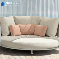 Sofá Cama Circular de Aluminio para Exteriores, Tumbona con Tela Impermeable Ecológica para Uso en Villas y Parques