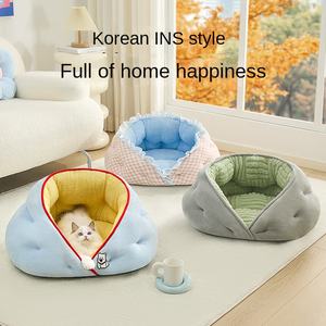 Çevre dostu katı kedi matı evrensel yarı kapalı bebek kedi çekyat kulübesi <span class=keywords><strong>Pet</strong></span> House sıcak kış çıkarılabilir - Product Image 4