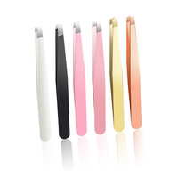 Pinzas para Cejas Personalizadas de Acero Inoxidable Antiestáticas en Negro, Rosa y Dorado con Punta Biselada para Depilación de Marca Propia
