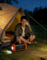 Haut-parleur solaire portable 10W avec lampe torche LED et radio FM, appairage TWS pour le camping en extérieur