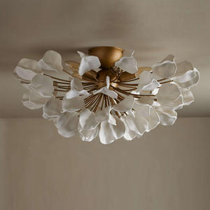 Lámpara <span class=keywords><strong>de</strong></span> Techo <span class=keywords><strong>de</strong></span> Cerámica <span class=keywords><strong>Blanca</strong></span> con Forma <span class=keywords><strong>de</strong></span> Pétalo para Sala <span class=keywords><strong>de</strong></span> Estar, Dormitorio, Pasillo, Iluminación <span class=keywords><strong>de</strong></span> Techo Moderna y Posmoderna para el Hogar - Product Image 2
