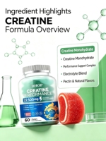 Gummies de Créatine Sportive Formule Monohydrate Multi-Acides Aminés 60 Unités Soutien Électrolytique Nutrition Sportive Marque Privée Personnalisée