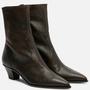 Women's Medium Square Heels Ankles Boots Wide Feet Big Size 45 Shoes Pointed Toe Back Zipper Solid Short <b>Booties</b> - Product Image 6