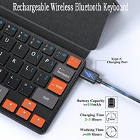 Keyboard Mini Universal BT dengan tombol navigasi oranye dan dudukan serbaguna untuk Android/iOS/Windows