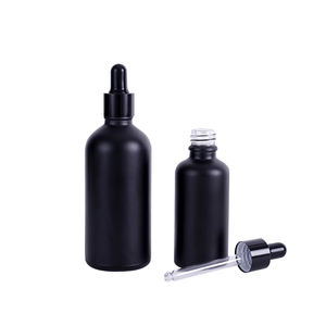 Nuevo Envase Cosmético Vacío de 10ml 15ml 20ml 30ml 50ml, Botella de Vidrio Negro Mate con Gotero para Aceites Esenciales - Product Image 3