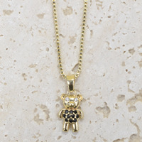 Trendy, op maat gemaakte, schattige, gepersonaliseerde kubische zirkonia Koreaanse 14K gouden ketting met waterdichte PVD hanger, teddybeer Valentijnsdag ketting