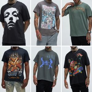 Vente directe d'usine, t-shirt à manches courtes et col rond, t-shirt en coton pour hommes grands et corpulents, livraison aléatoire de styles variés - Product Image 3