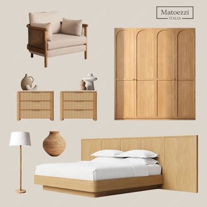 Natural Wood Modern Minimalist Bedroom Set with Storage Tufted & Customized Design for Apartment/Hotel Use - Product Image 1