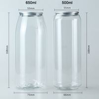 500 ml 350 ml PET Transparent canette de boisson gazeuse en plastique boisson gazeuse Pop canette bouteille avec extrémité facile à ouvrir