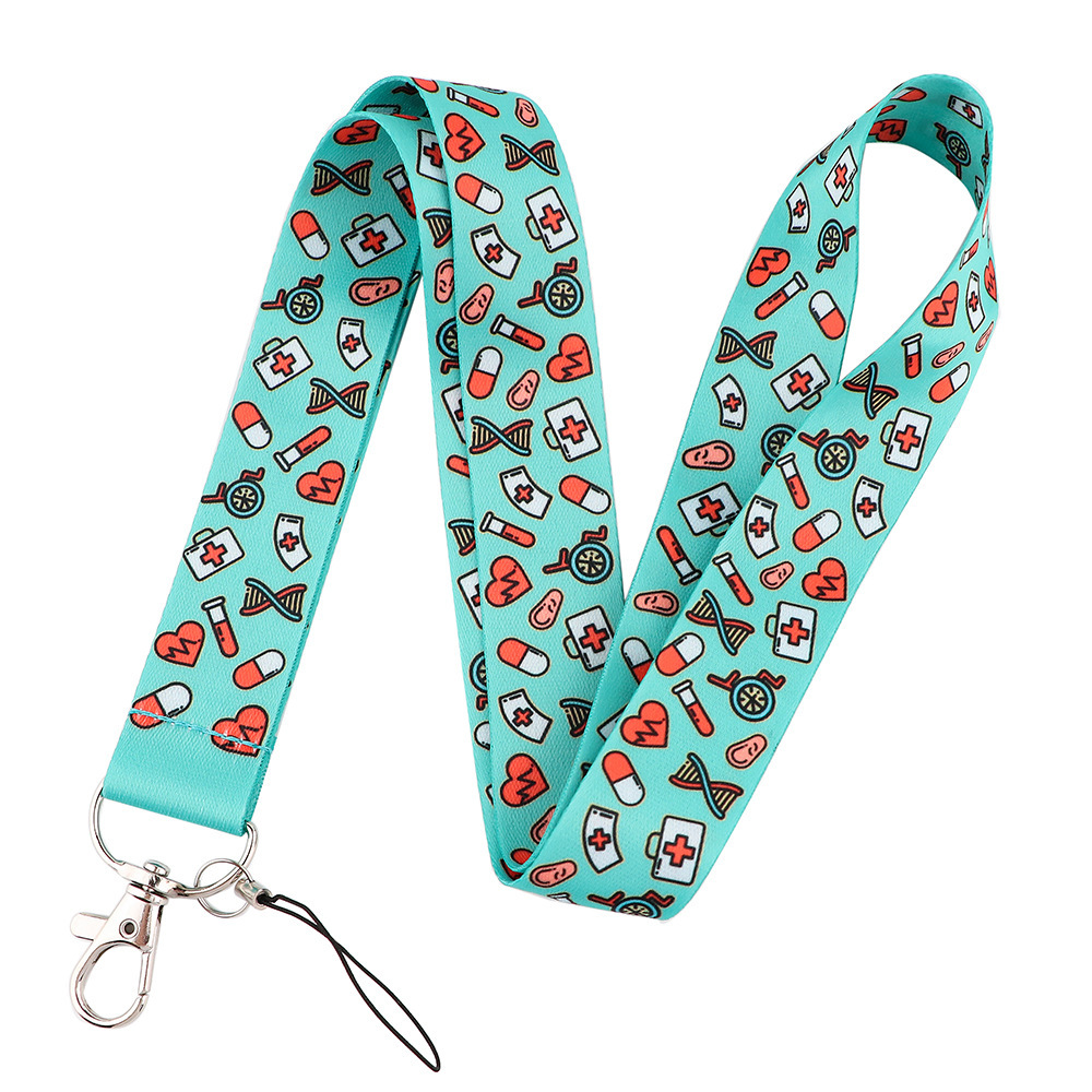 Anti-Lost Accessories Lovely Cartoon Doctor Nurse Pill Design Lanyards Portable Worker ID Card Case Cover Neck Lanyard Custom Image 5