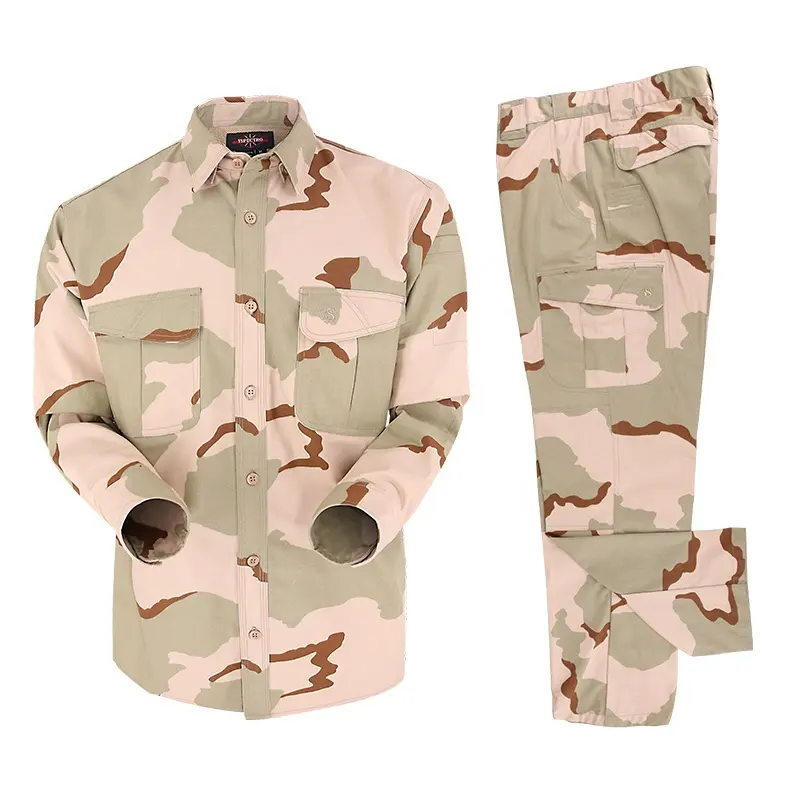Doble seguro personalizado BDU desierto camuflaje uniforme chaqueta táctico uniforme conjunto de ropa para táctico