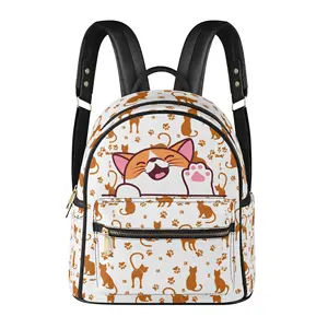 wholesale custom print Women's Casual PU leather waterproof Backpacks ladies designer school bags for girl