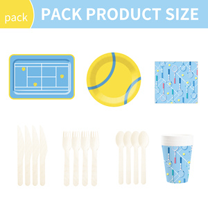 DAMAI Sport Themed Kids Birthday Party Supplies Yellow Tennis element <b>Disposable</b> Party <b>Tableware</b> Set Paper Napkins Cups Plates - Product Image 4