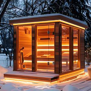 Cedar Wood Cabin Sauna Room - 2-4 People. Outdoor square Sauna Room for Relaxation and Mental Rejuvenation. Traditional Sauna. - Product Image 2