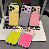 Étui de téléphone de luxe en cuir motif litchi pour iPhone 17 16 15 14 Pro Max, coque arrière rigide en PC avec fenêtre pour appareil photo