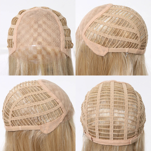 Mono Thẳng Ánh Sáng Tóc Vàng Futura Tóc Giả Tay Gắn Ren Tóc Giả Cho Phụ Nữ Với Bangs Nhập Khẩu Lụa Dây Cước Cap Gluesless Sợi Lông - Product Image 2