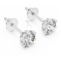 Pendientes de Diamantes Cultivados en Laboratorio con Corte Solitario Esencial de 0.50-5.00ct, Certificados por IGI, Oro Sólido de 14K con Cierre de Rosca Seguro