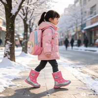 Bottes d'hiver imperméables, respirantes, coupe-vent et légères pour enfants, unisexes, mi-mollet, avec tige en tissu extensible et doublure en fourrure.