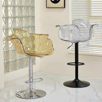 Chaise de bar de luxe légère Chaise en pétale en résine Sculpture transparente Chaise de loisirs pour hôtel et restaurant
