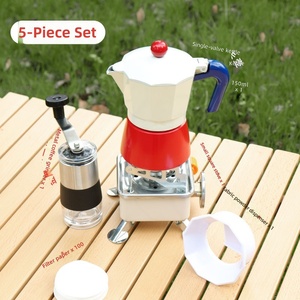 Ensemble de cafetière à expresso portable en acier inoxydable <span class=keywords><strong>avec</strong></span> couvercle, bouilloire pour cuisinière, outils de barista, pot MOKA, boîte cadeau premium <span class=keywords><strong>avec</strong></span> moulin à café - Product Image 4
