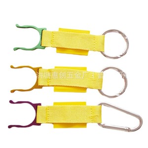 Aluminum Alloy Carabiner With Yellow Strap Keychain Outdoor Use Universal - Product Image 1