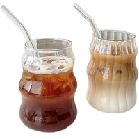 Verres à boisson en verre de qualité restaurant, résistants à la chaleur, avec paille intégrée, pour lait, thé, jus et autres boissons